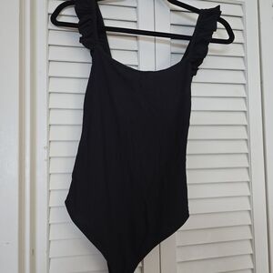 Zara Elegant Black Textured Swimsuit
